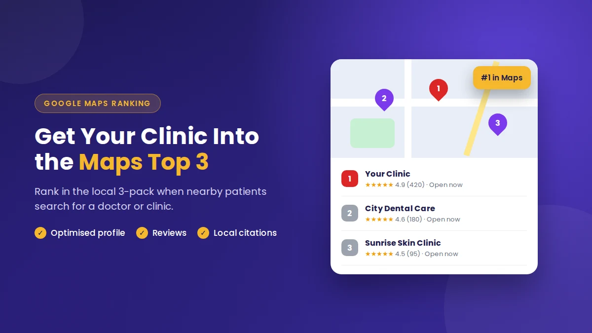 What a clinic in the Google Maps top 3 looks like (example screen)