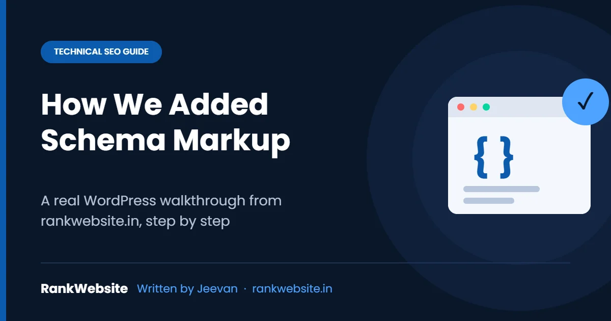 How we added schema markup to rankwebsite.in – WordPress structured data walkthrough by RankWebsite