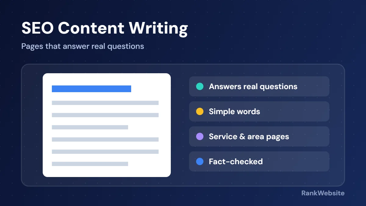 SEO content writing for service and area pages in simple words